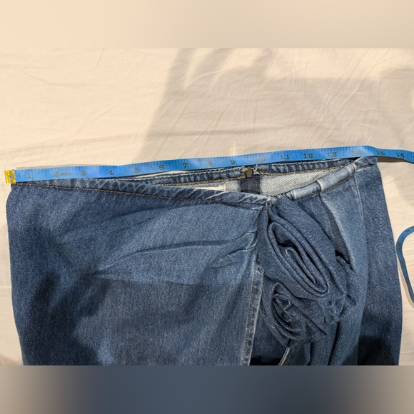 Gianni Bini Dark Blue Denim Mini Skirt with Rosette - Picture 5 of 5